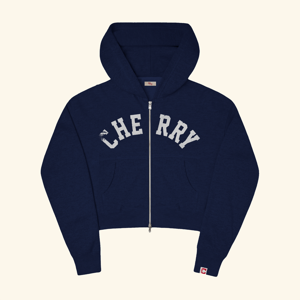 Women's Distressed Zip Hoodie (Navy)