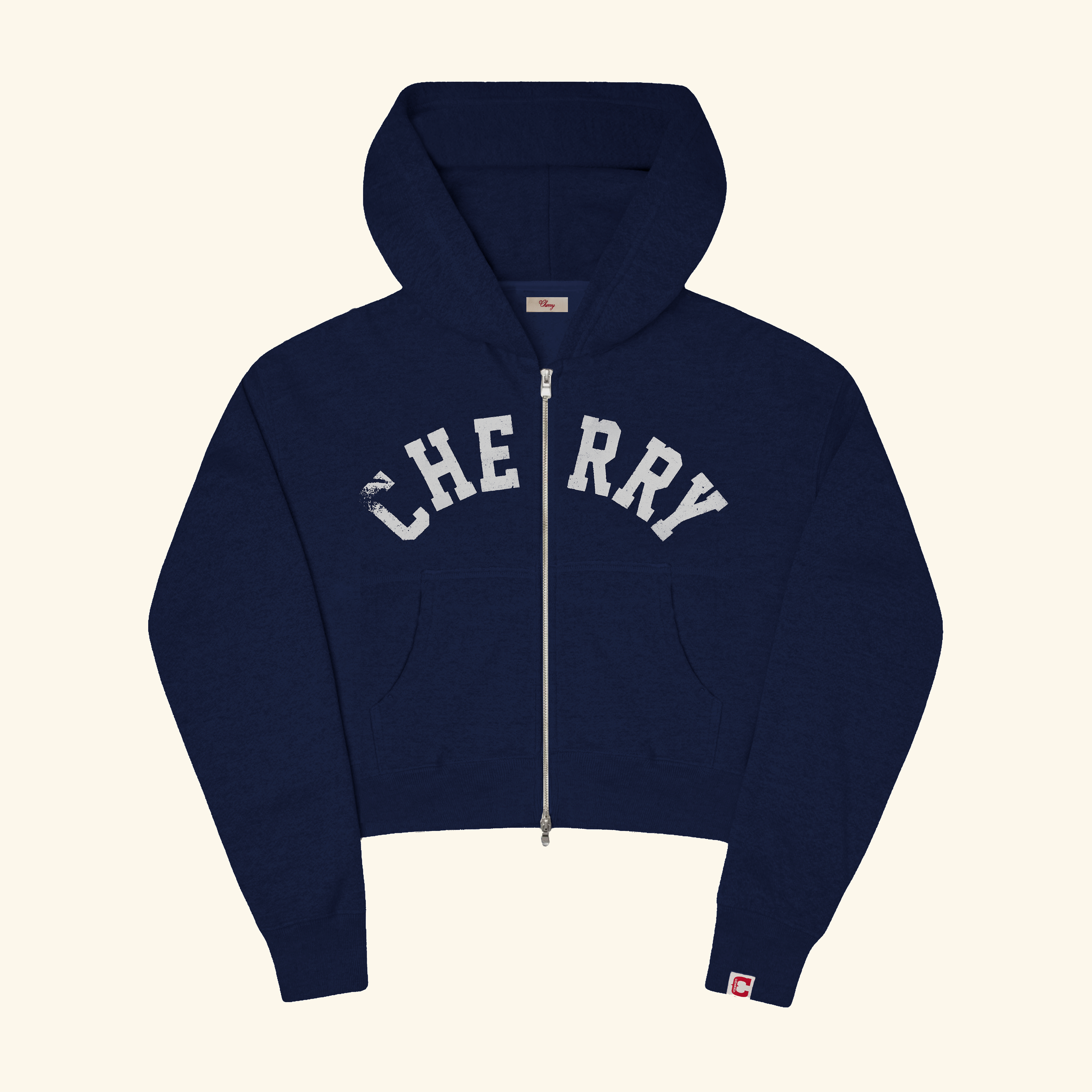 Women's Distressed Zip Hoodie (Navy)