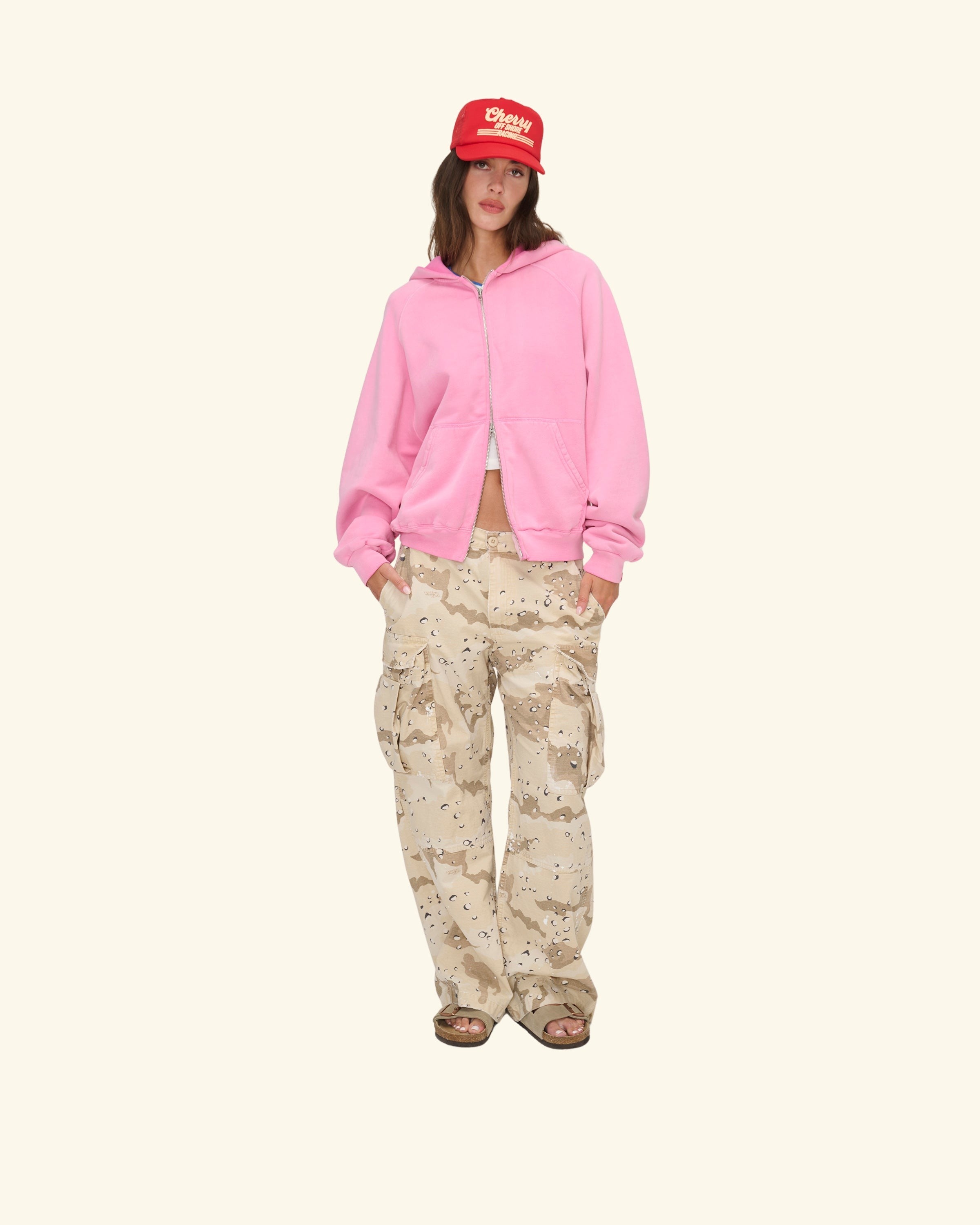 Raglan Zip Up Hoodie (Fuchsia)